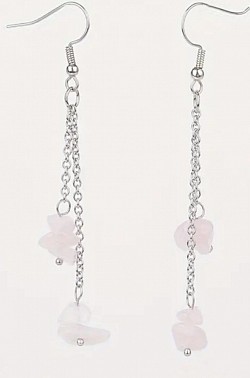 Rozenkwarts zilveren oorhangers. €12,50-,